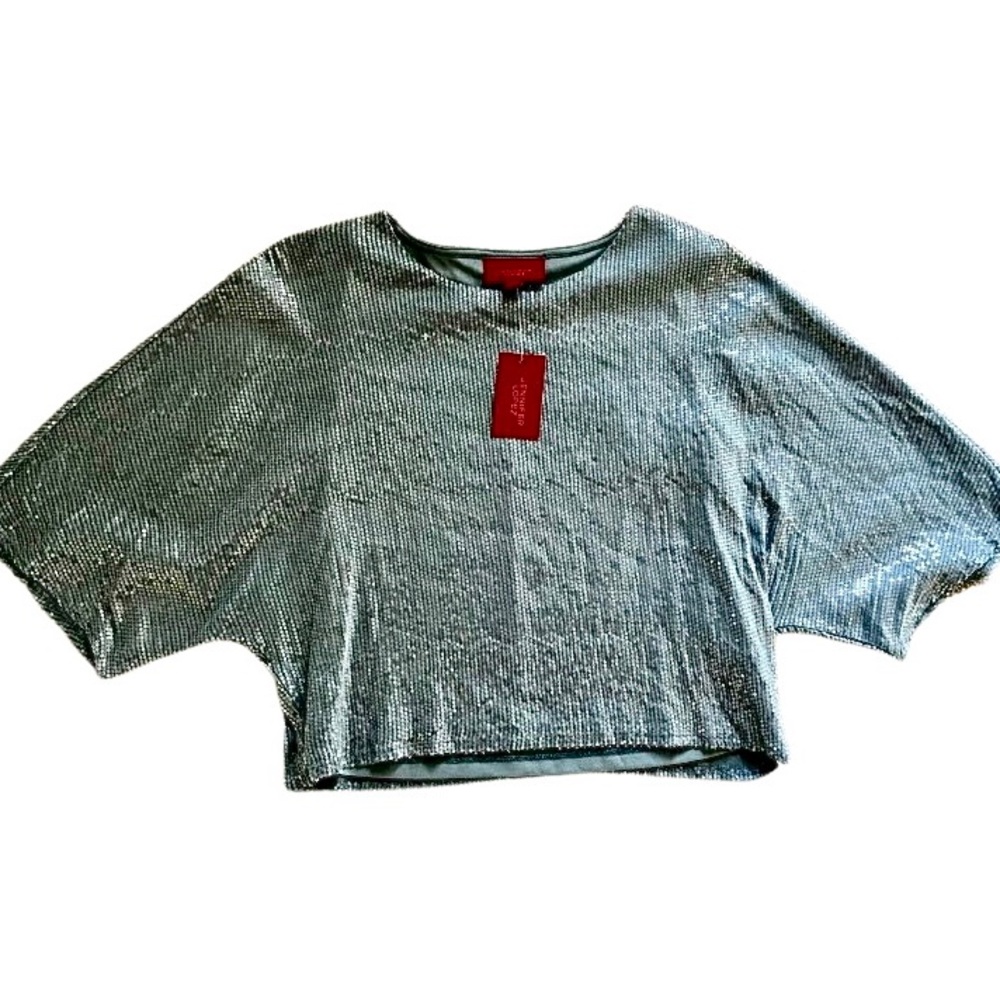 NEW Jennifer Lopez Sequin Half Sleeve Blouse X-Small - Picture 7 of 10